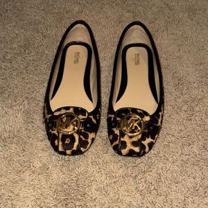 Michael Kors Black and Brown Leopard Flats